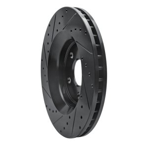 Dodge Durango Brake Rotor (1) - Front Right - R1 Concepts - Drilled & Slotted - Black - `11-`25